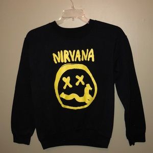 Black sweatshirt with yellow nirvana